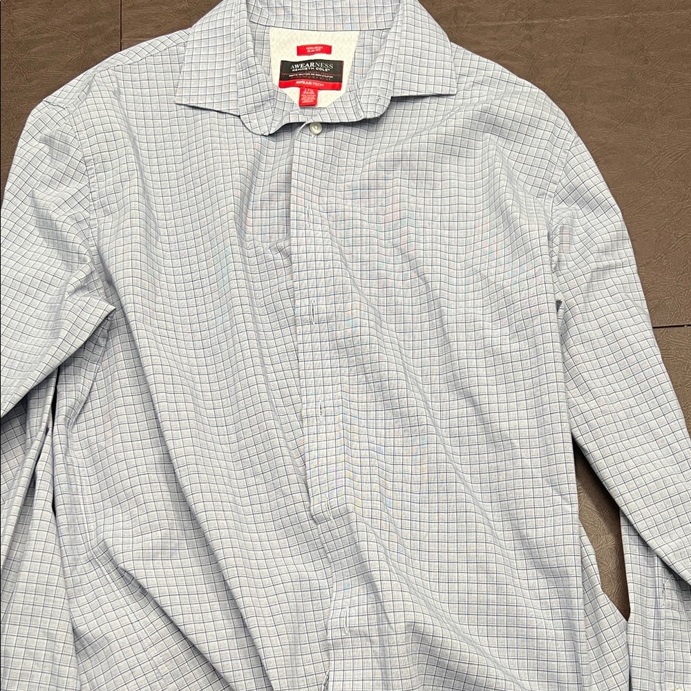 Kenneth Cole Light Blue Checkered Dress Shirt
